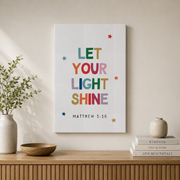 Colorful Christian Kids Wall Art Set, Rainbow Sunday School Prints - Format: Stretched Canvas
