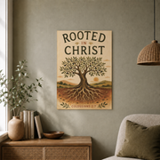 Colossians 2:7 Rooted In Christ Christian Wall Art, Olive Tree Scripture Poster - Format: Unframed Paper Poster