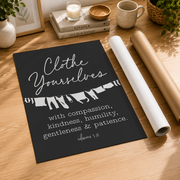 Colossians 3:12 Christian Laundry Room Wall Art, Farmhouse Scripture Poster - Format: Rolled Canvas