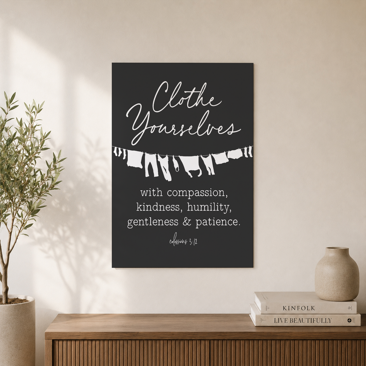 Colossians 3:12 Christian Laundry Room Wall Art, Farmhouse Scripture Poster - Format: Unframed Paper Poster