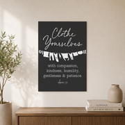 Colossians 3:12 Christian Laundry Room Wall Art, Farmhouse Scripture Poster - Format: Unframed Paper Poster