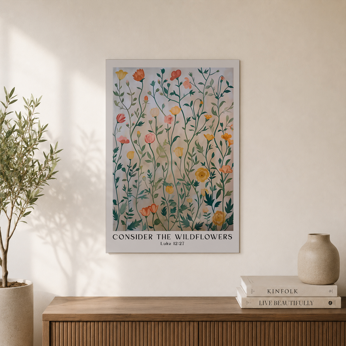 Consider The Wildflowers Christian Wall Art Bible Verse Wall Art Scripture Decor Wall Art Posters Landscape Mural Wall Art, Modern Wall Decor, 24x36 UNFRAMED - Format: Unframed Paper Poster