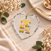 Construction Worker Excavator Baby Keepsake Ceramic Ornament - Material: Heart Glass Ornament
