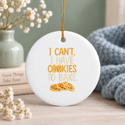 Cookie Baker Funny Baking Gift For Cookie Lovers Holiday Decor Glass Ornament - Material: Circle Ceramic Ornament