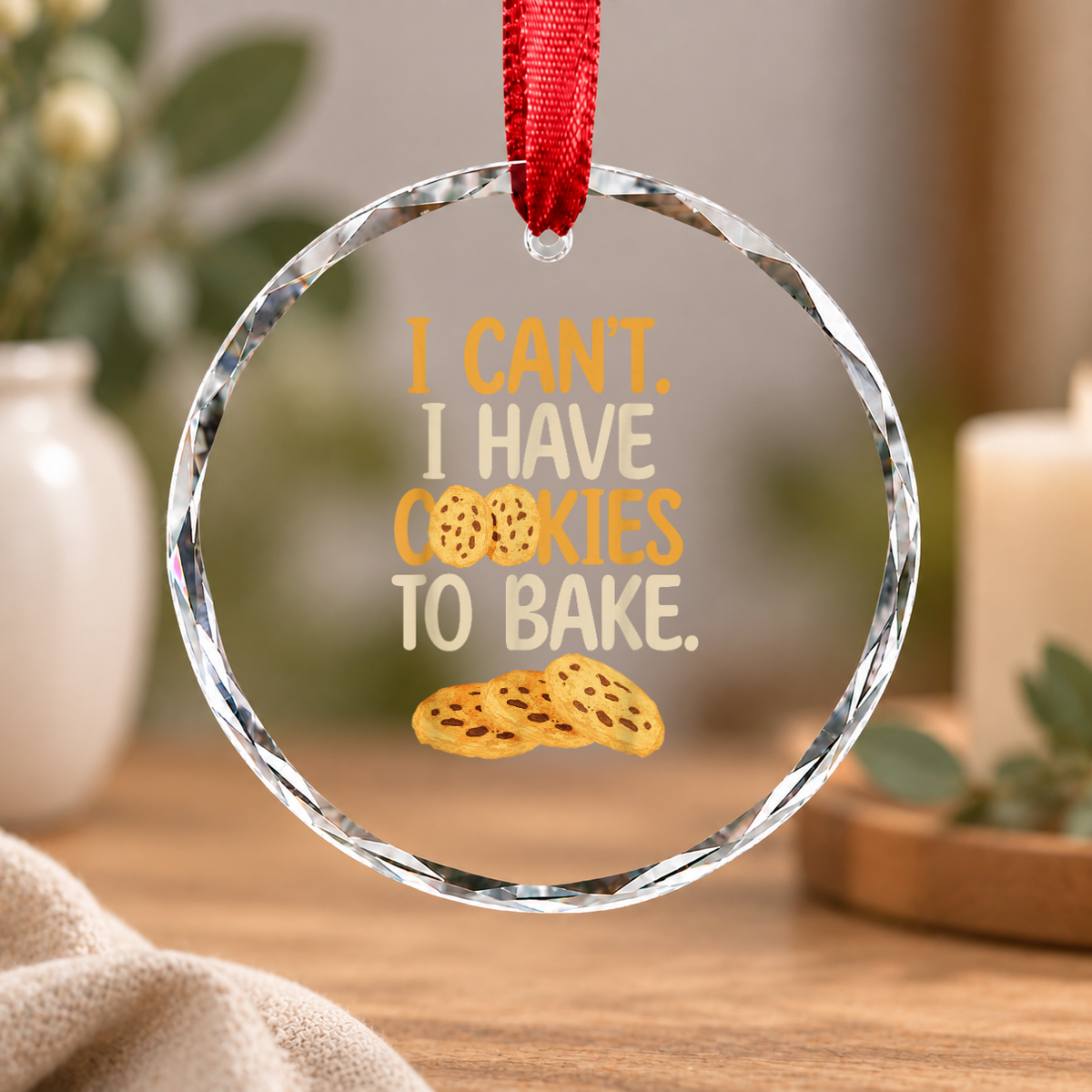 Cookie Baker Funny Baking Gift For Cookie Lovers Holiday Decor Glass Ornament - Material: Circle Glass Ornament