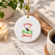Cooking Black Belt Chef Gift Culinary Kitchen Decoration Glass Ornament - Material: Circle Ceramic Ornament