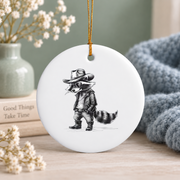 Cool Cowboy Cowgirl Western Country Style Glass Ornament - Material: Circle Ceramic Ornament