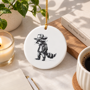 Cool Cowboy Cowgirl Western Country Style Glass Ornament - Material: Circle Ceramic Ornament