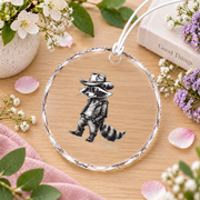 Cool Cowboy Cowgirl Western Country Style Glass Ornament - Material: Circle Glass Ornament