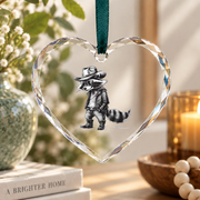 Cool Cowboy Cowgirl Western Country Style Glass Ornament - Material: Heart Glass Ornament