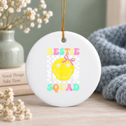 Coquette Bestie Squad Matching Friends Gift Party Decoration Glass Ornament - Material: Circle Ceramic Ornament