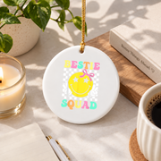Coquette Bestie Squad Matching Friends Gift Party Decoration Glass Ornament - Material: Circle Ceramic Ornament