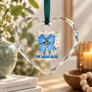 Coquette Bow Blue Ribbon Awareness Inspired Gift Decoration Glass Ornament - Material: Heart Glass Ornament