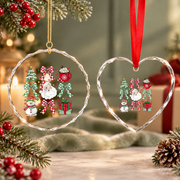 Coquette Bow Christmas Family Glass Ornament - Material: Heart Glass Ornament