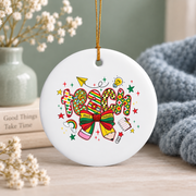 Coquette Bow Cute Girly Aesthetic Gift Decoration Glass Ornament - Material: Circle Ceramic Ornament