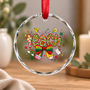 Coquette Bow Cute Girly Aesthetic Gift Decoration Glass Ornament - Material: Circle Glass Ornament