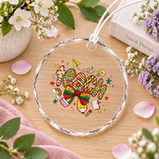 Coquette Bow Cute Girly Aesthetic Gift Decoration Glass Ornament - Material: Circle Glass Ornament