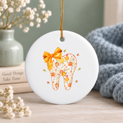 Coquette Bow Dental Assistant Hygiene Gift Decoration Glass Ornament - Material: Circle Ceramic Ornament