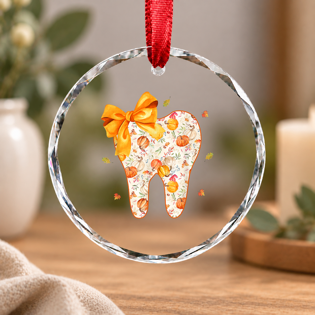 Coquette Bow Dental Assistant Hygiene Gift Decoration Glass Ornament - Material: Circle Glass Ornament