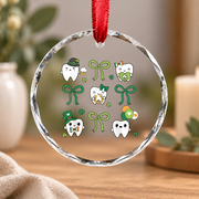 Coquette Bow Dental Squad Hygienist Gift Decoration Glass Ornament - Material: Circle Glass Ornament