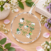 Coquette Bow Dental Squad Hygienist Gift Decoration Glass Ornament - Material: Circle Glass Ornament