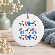 Coquette Bow Phlebotomy Tech Gift Healthcare Worker Decoration Glass Ornament - Material: Circle Ceramic Ornament