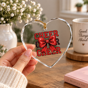 Coquette Cheer Bow Team Cheerleader Gift Sports Decoration Glass Ornament - Material: Heart Glass Ornament