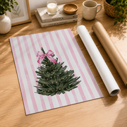 Coquette Christmas Tree Wall Art Pink Bow Holiday Poster Trendy Xmas Decor Classic Christmas Print Unframed - Format: Rolled Canvas