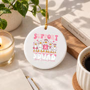 Coquette Goose Breast Cancer Support Pink Ribbon Glass Ornament - Material: Circle Ceramic Ornament