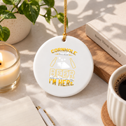 Cornhole And Beer Game Lover Glass Ornament - Material: Circle Ceramic Ornament