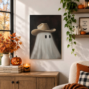 Cowboy Ghost Halloween Print Western Wall Art Southwestern Style Spooky Fall Decor Poster - Format: Unframed Paper Poster
