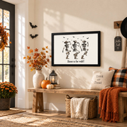 Cowboy Skeleton Halloween Poster Funny Western Style Seasonal Wall Decor Print - Format: Black Framed Poster