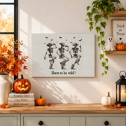 Cowboy Skeleton Halloween Poster Funny Western Style Seasonal Wall Decor Print - Format: Stretched Canvas