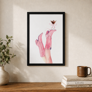 Cowgirl Boots Espresso Martini Wall Art Pink Western Poster Preppy Trendy Dorm Decor - Format: Black Framed Poster
