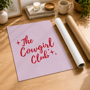 Cowgirl Club Western Wall Art Pink Retro Poster Girly Aesthetic Funky Trendy Dorm Room Decor - Format: Rolled Canvas