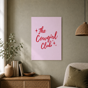 Cowgirl Club Western Wall Art Pink Retro Poster Girly Aesthetic Funky Trendy Dorm Room Decor - Format: Unframed Paper Poster