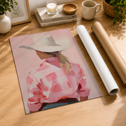 Cowgirl Wall Art Pink Girly Western Poster Southern Aesthetic Trendy Preppy Dorm Room Decor - Format: Rolled Canvas