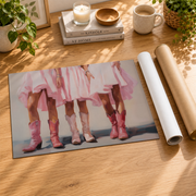 Cowgirl Western Wall Art Pink Coastal Cowgirl Poster Trendy Cowboy Boots Girly Room Decor - Format: Rolled Canvas