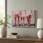 Cowgirl Western Wall Art Pink Coastal Cowgirl Poster Trendy Cowboy Boots Girly Room Decor - Format: Stretched Canvas