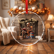 CPA Accountant Skeleton Ornament with Funny Career Design Glass Ornament - Material: Circle Glass Ornament