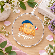 Croissant Lover French Baking Gift Breakfast Kitchen Decor Glass Ornament - Material: Circle Glass Ornament
