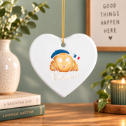 Croissant Lover French Baking Gift Breakfast Kitchen Decor Glass Ornament - Material: Heart Ceramic Ornament