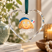 Croissant Lover French Baking Gift Breakfast Kitchen Decor Glass Ornament - Material: Heart Glass Ornament