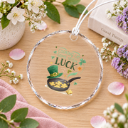 Culinary Shamrock Cooking Gift St Patrick Kitchen Holiday Decor Glass Ornament - Material: Circle Glass Ornament