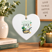 Culinary Shamrock Cooking Gift St Patrick Kitchen Holiday Decor Glass Ornament - Material: Heart Ceramic Ornament