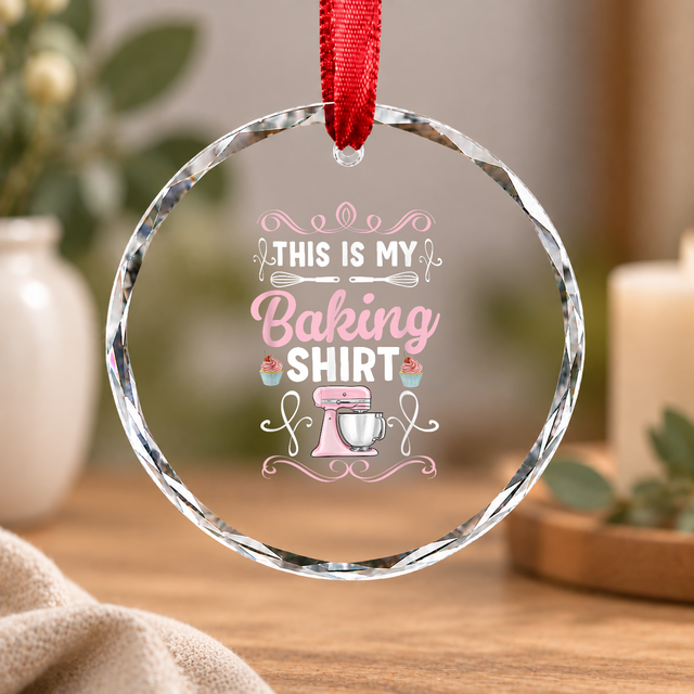 Cupcake Cookie Baking Crew Gift For Bakers Kitchen Decoration Glass Ornament - Material: Circle Glass Ornament