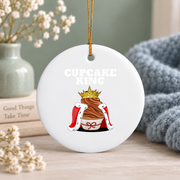 Cupcake King Cake Baker Gift Kitchen Decoration Holiday Glass Ornament - Material: Circle Ceramic Ornament