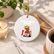 Cupcake King Cake Baker Gift Kitchen Decoration Holiday Glass Ornament - Material: Circle Ceramic Ornament