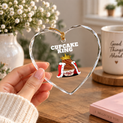 Cupcake King Cake Baker Gift Kitchen Decoration Holiday Glass Ornament - Material: Heart Glass Ornament