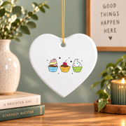 Cupcake Lover Sweet Baking Gift Kitchen Holiday Decoration Glass Ornament - Material: Heart Ceramic Ornament
